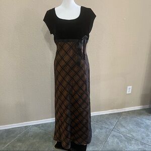 Vtg Jody California Women's Black Red Plaid Velvet Maxi Dress Sz 7/8 Goth Grunge